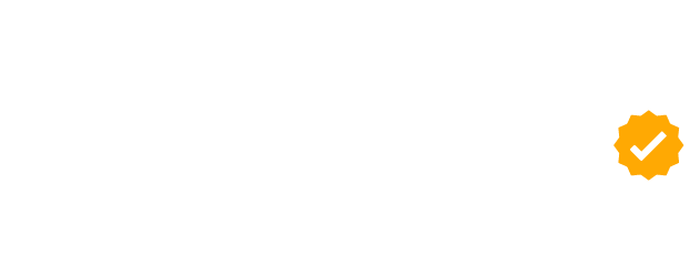 Weißes Logo mit Check